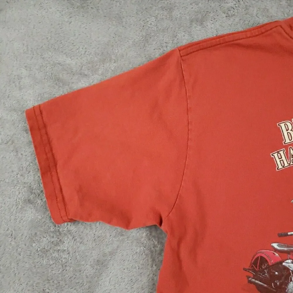Harley Davidson T Shirt Short Sleeve Biker Bob's Motown MI Orange Men Sz M